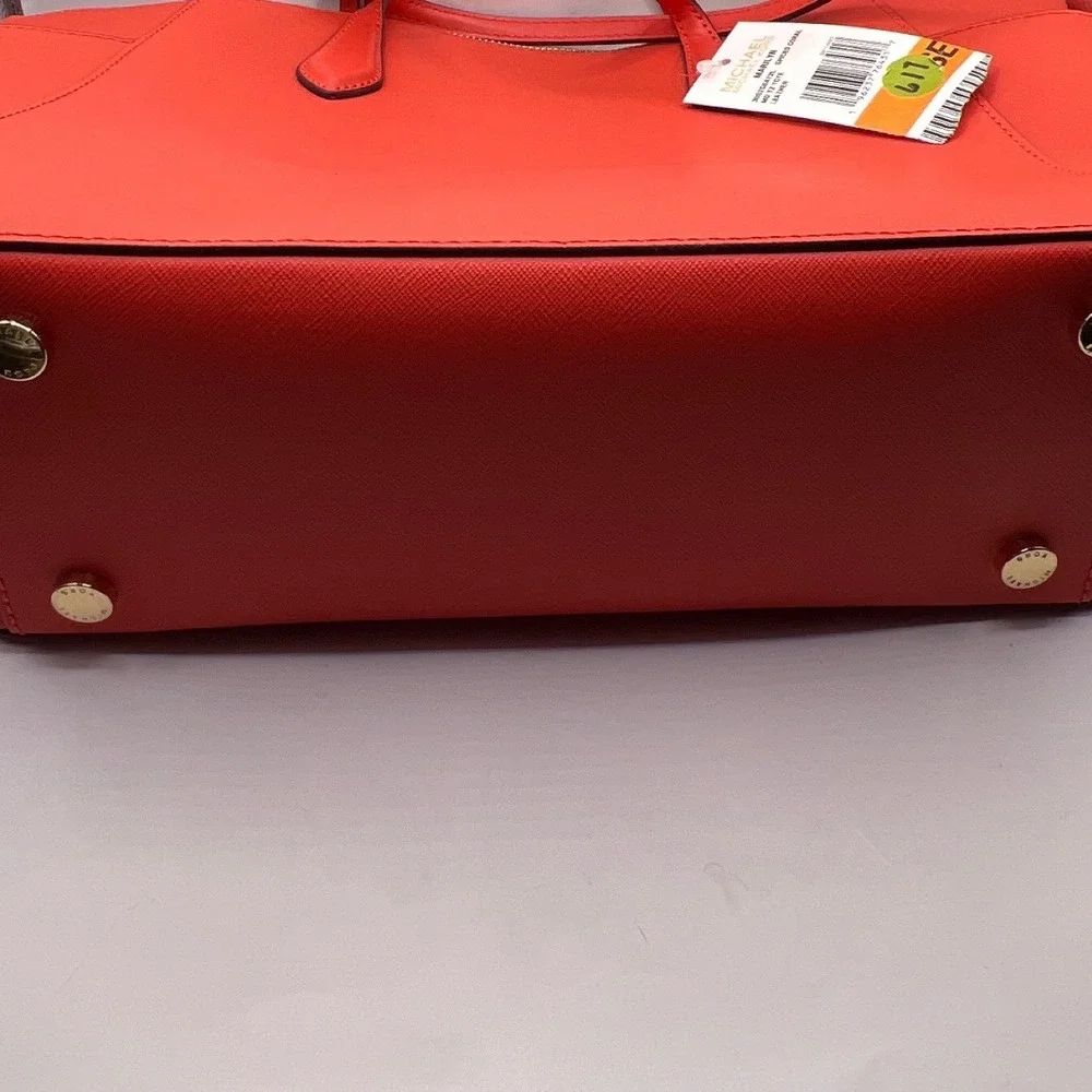 Michael Kors Marilyn Medium TZ MK Tote Spiced Coral Leather Handbag DESIGNER NWT